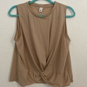 NWOT-pixie lady tan twist front tank size 1X